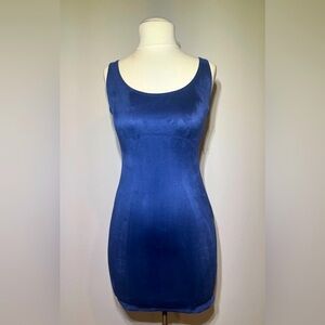 PHILOSOPHY BLUE MIDI FITTED DRESS WITH SIDE ZIPPER